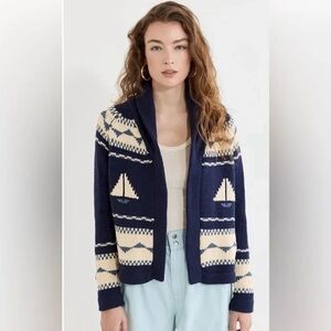 The Great. Sailboat Lodge Cardigan in Navy & Cream Size S